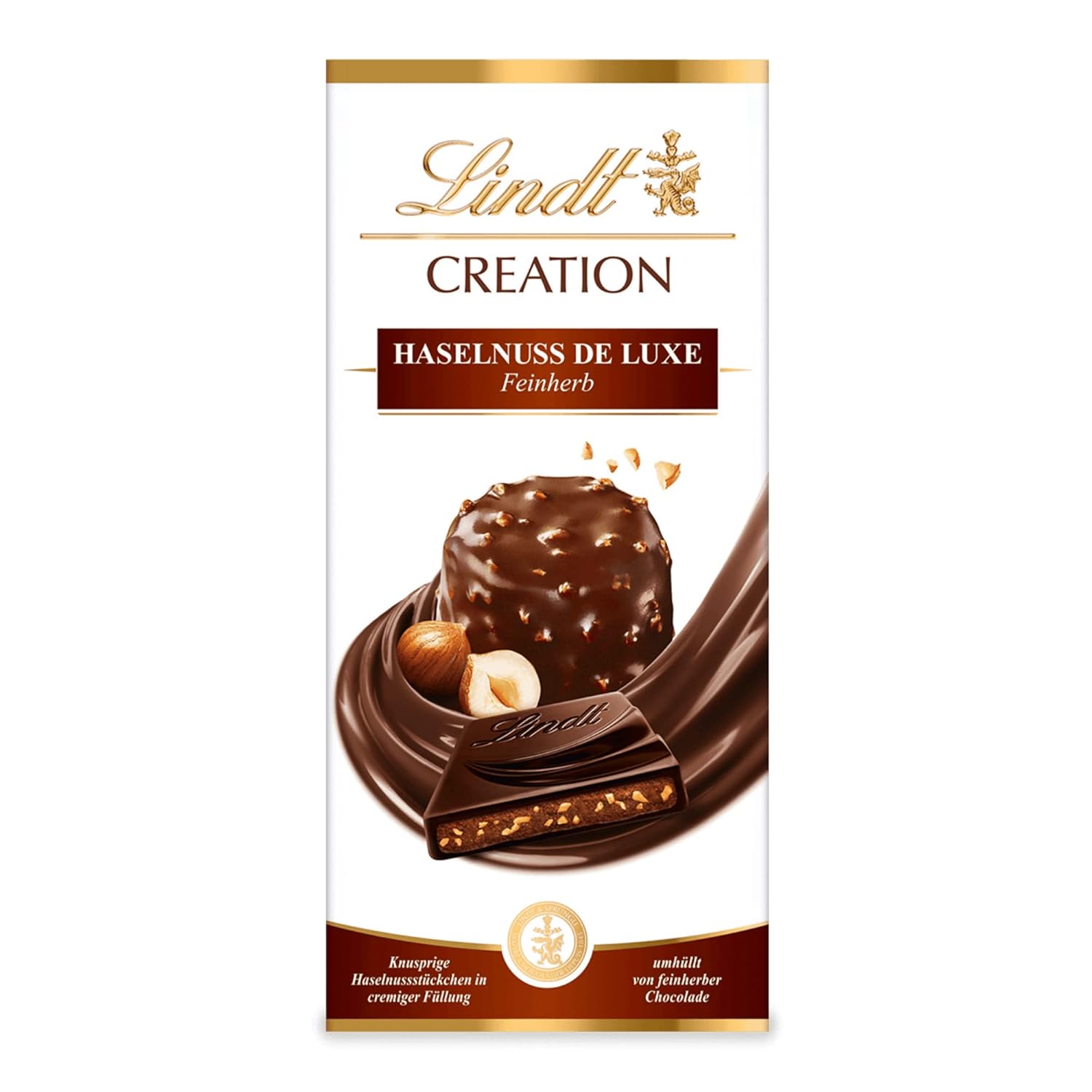 Lindt Creation Hazelnut De Luxe Bar - Dark Chocolate With Crunchy Hazelnuts In A Creamy Filling