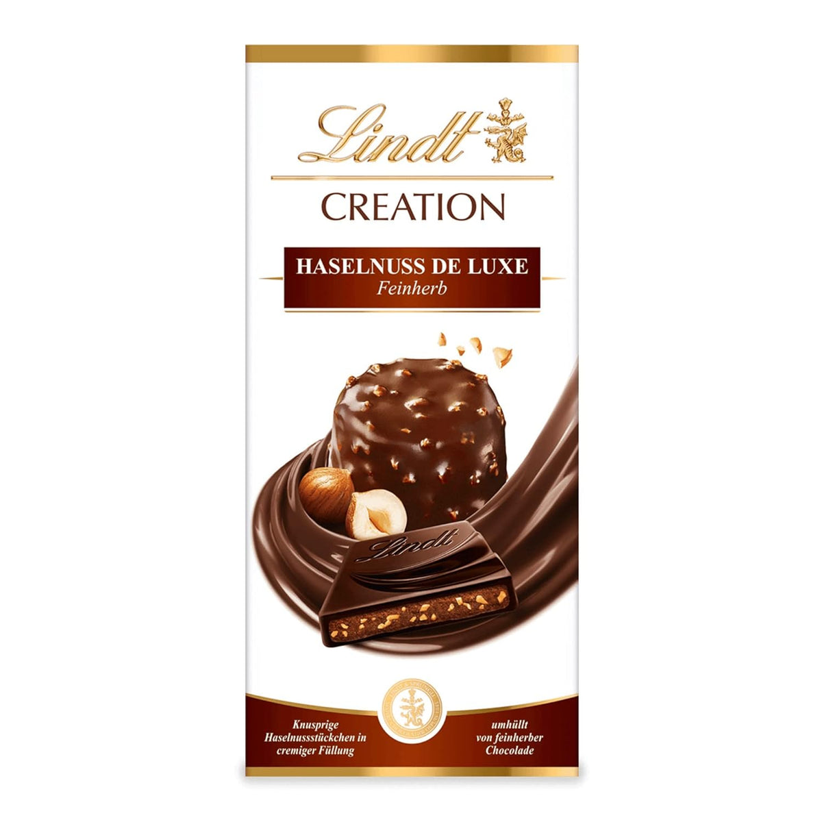 Lindt Creation Hazelnut De Luxe Bar - Dark Chocolate With Crunchy Hazelnuts In A Creamy Filling