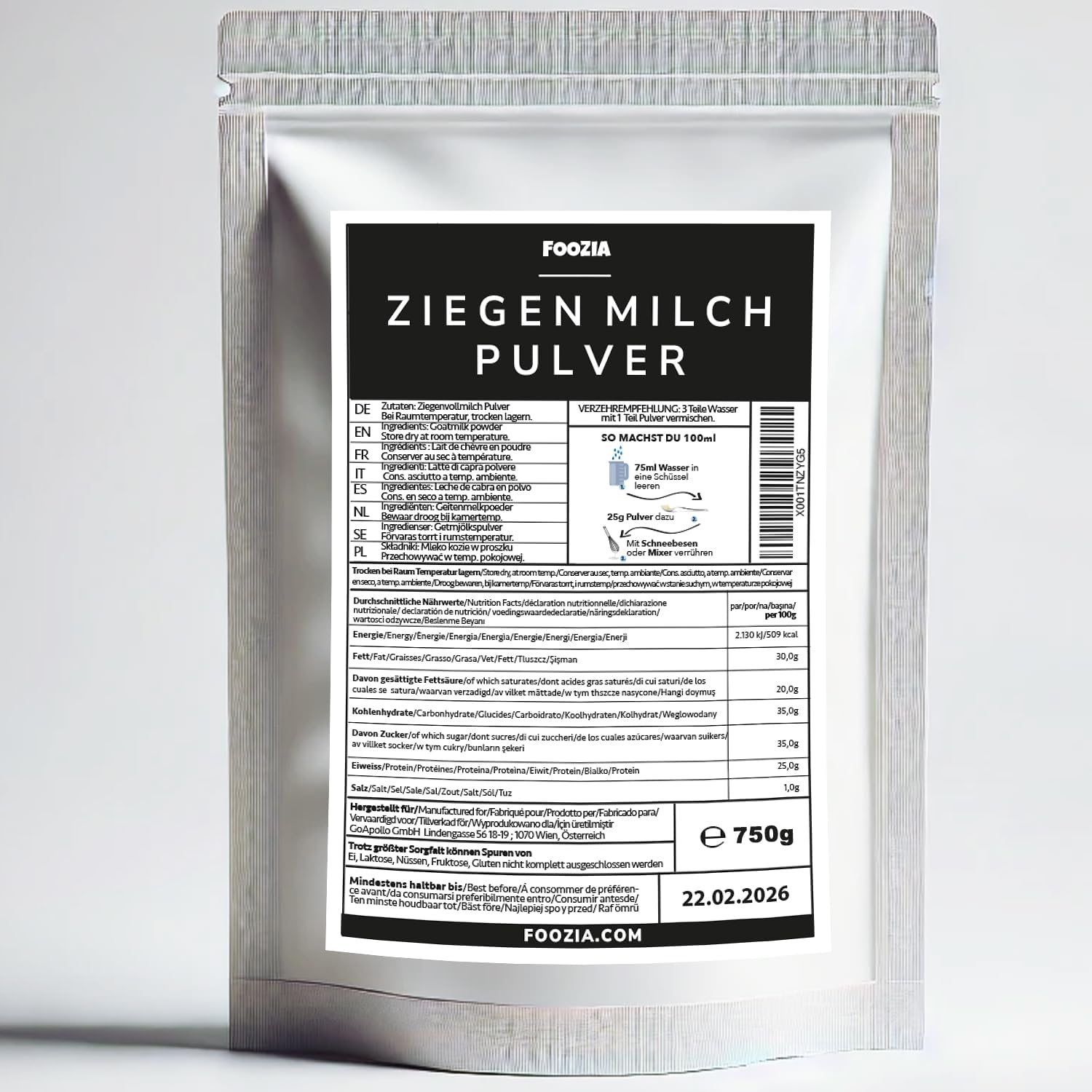 Foozia Pure Goat Milk Powder - No Additives For Humans, Animals