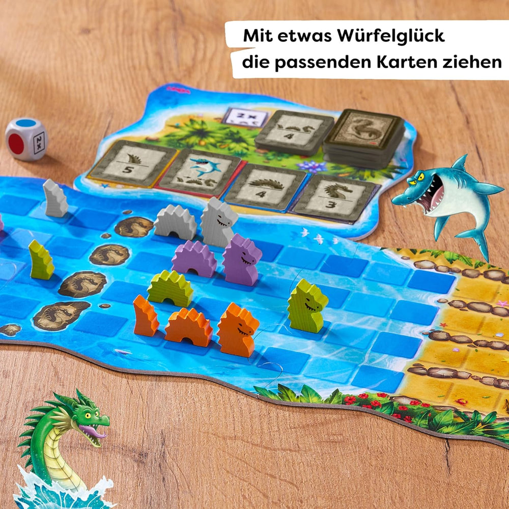 HABA Water Dragons - Dice and Strategy Game for Kids 5+ - Exciting Board Game with Dragons and Wooden Figures - Family Game for 2-4 Players - 1307133001