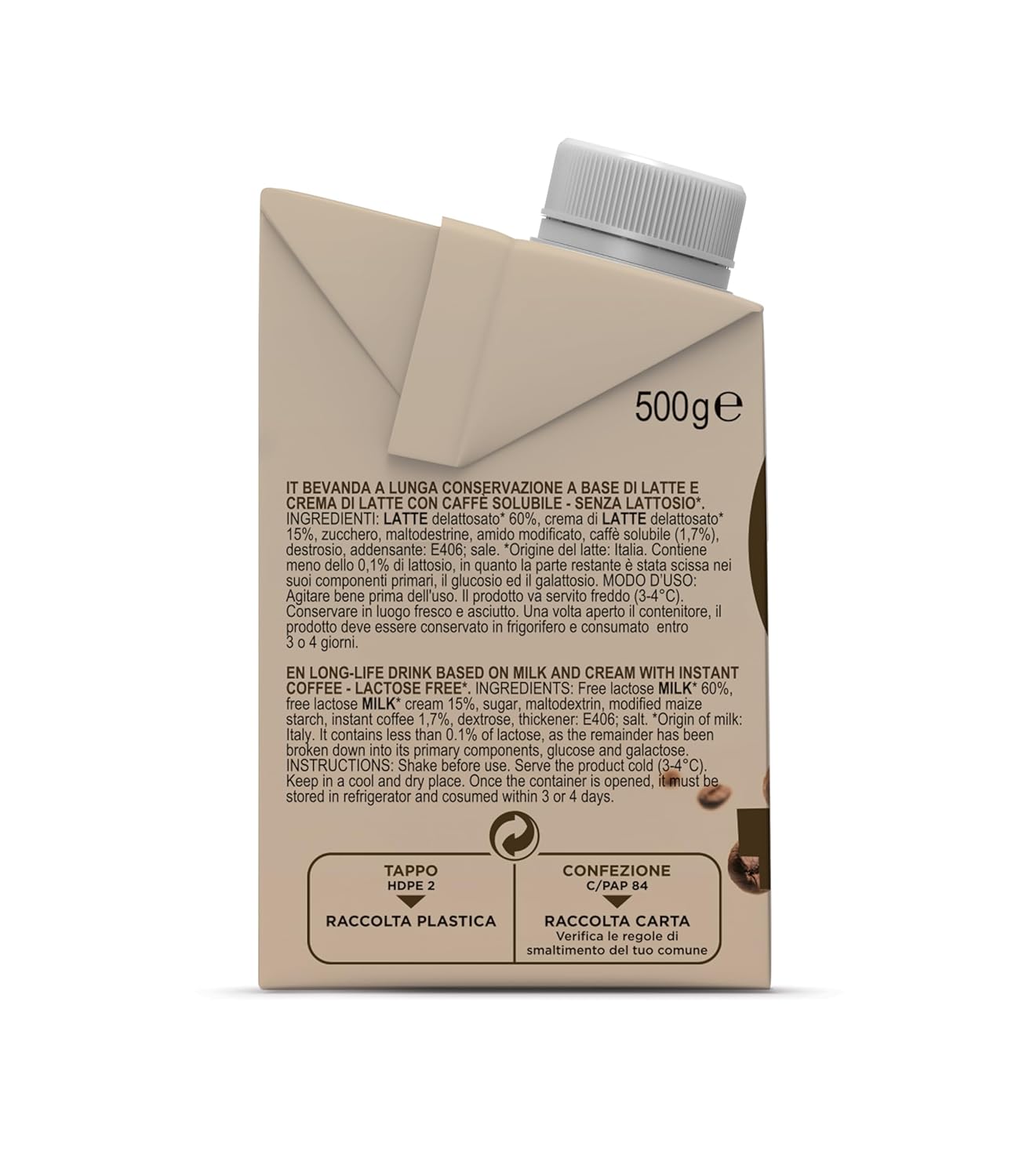 Gimoka Cream Caffè Latte Lactose Free Gluten Free No Preservatives