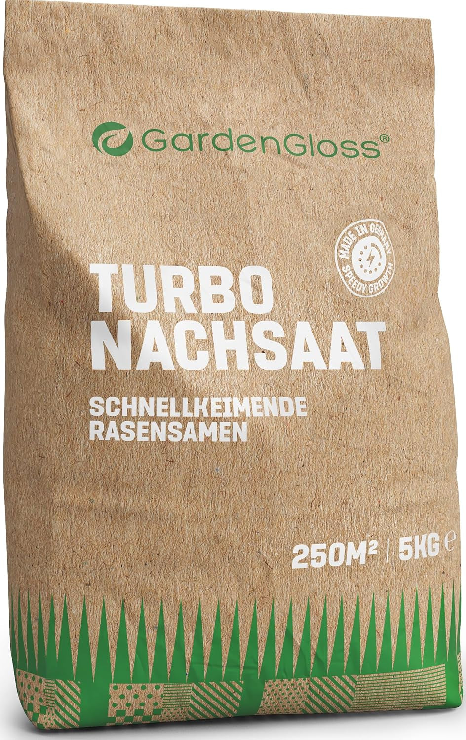 Gardengloss Rasensamen Schnellkeimend Herbst 0,5Kg - Made in Germany - 25M2 Fläche Rasen - Grassamen Turbo Nachsaat Und Neuanlage - Rasennachsaat
