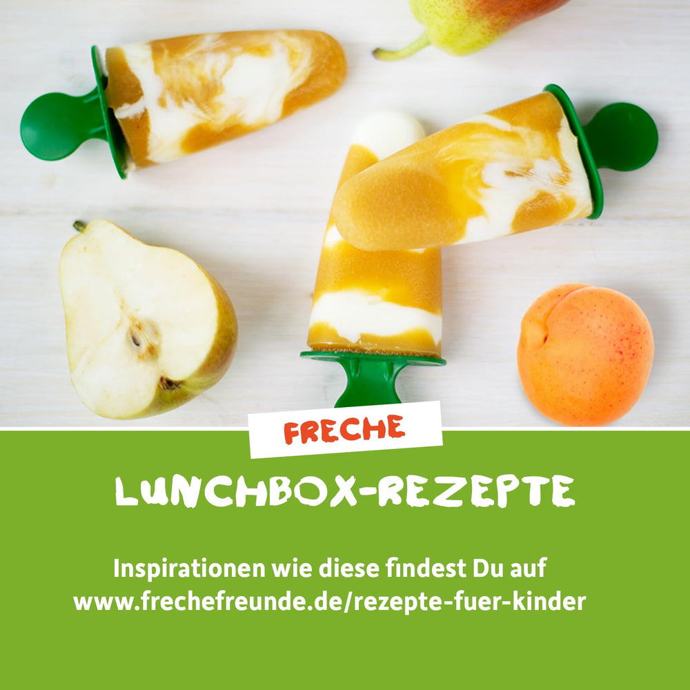 FRECHE FREUNDE Organic Squeezable Fruit Pouch with Apples, Bananas, Spinach and Cucumber, Pureed Fruit and Vegetables in a Squeezable Pouch for Babies from 6 Months, Vegan, Pack of 6 (6 x 100g)