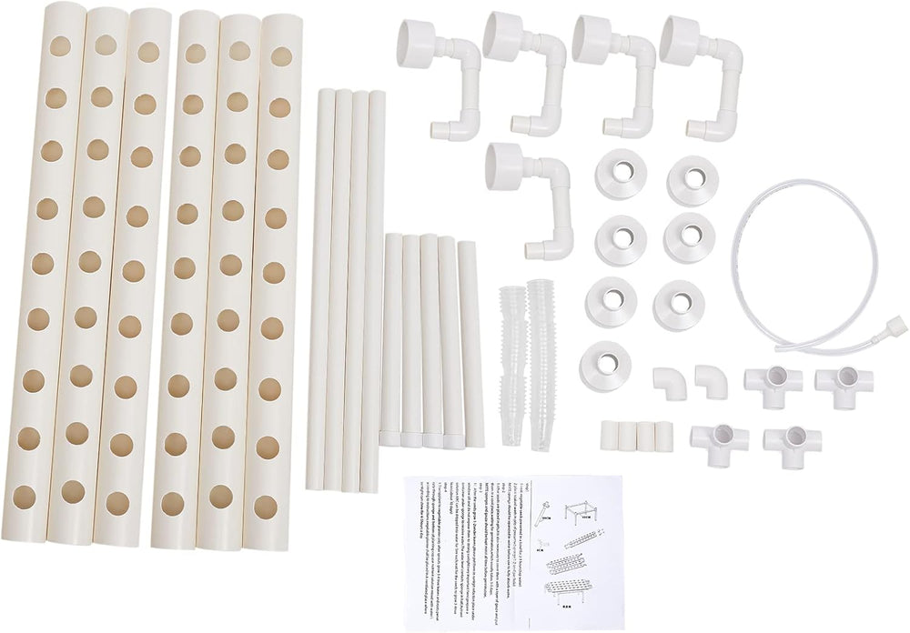 1 Layer Hydroponic Grow Kit with 54 Planters, PVC Soilless Plant Grow Systems with Water Pump, Hydroponic Grow Kits for Growing Vegetables and Fruits on Balconies, Gardens, Patios and Backyards