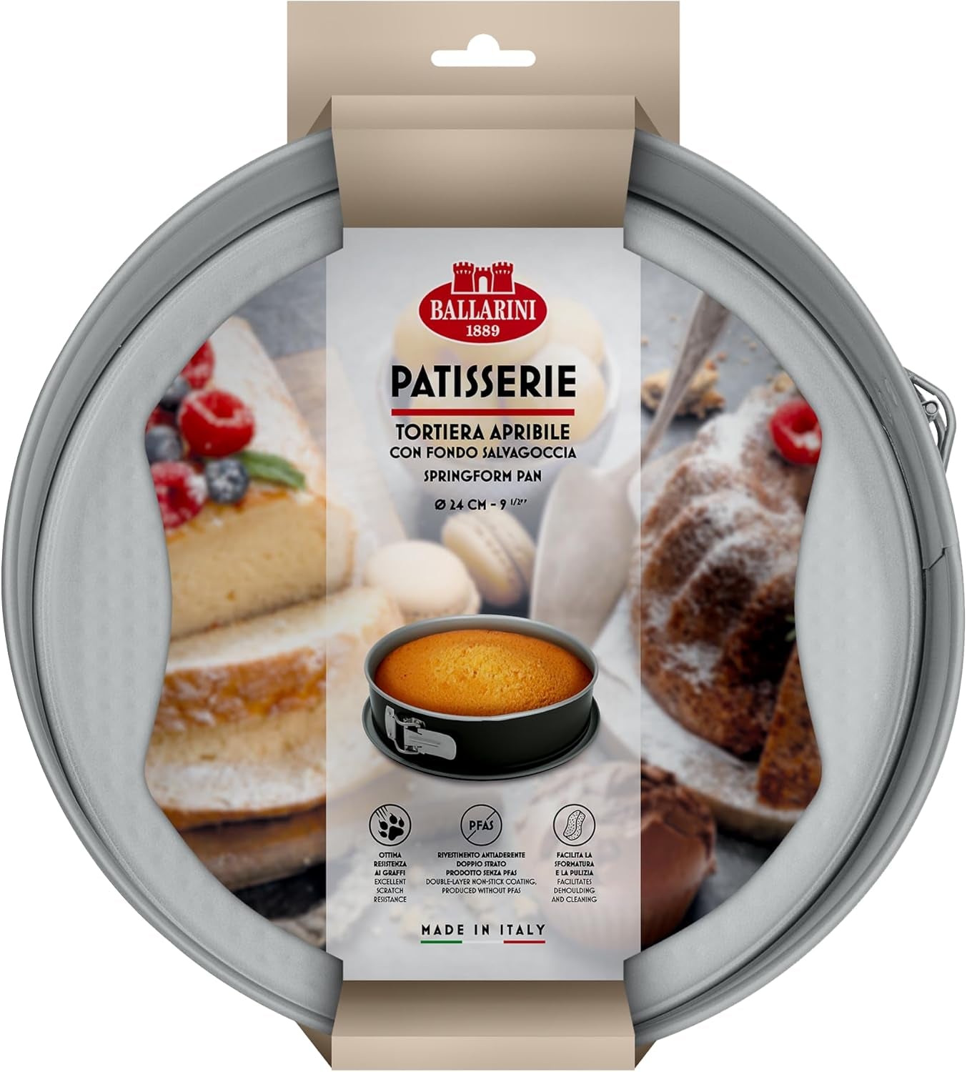 Ballarini, Baking pan, various models Molds and baking trays Naty Shop Gray Spring cake pan with non-drip bottom 24 cm