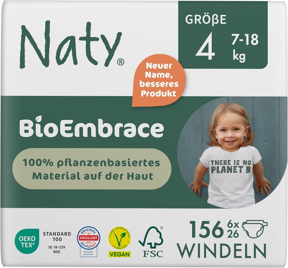 Naty BioEmbrace Baby Diapers, Size 5 (11–25 kg) | 100% plant-based materials, gentle on the skin | Breathable softness, dermatologically tested, excellent absorption | 80 pcs.