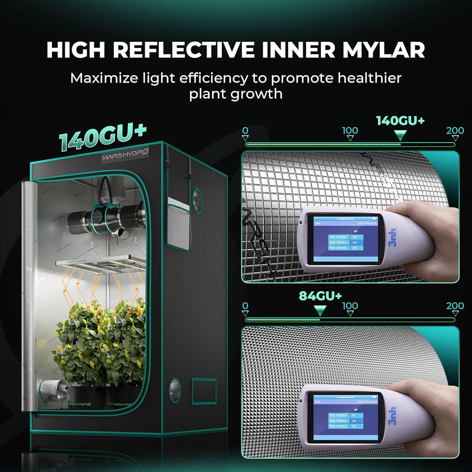 MARS HYDRO Grow Tent 60x60x140cm, Indoor Grow Tent, Reflective Mylar Grow Tents for Hydroponics, Removable Bottom Tray for Plant Growing Space