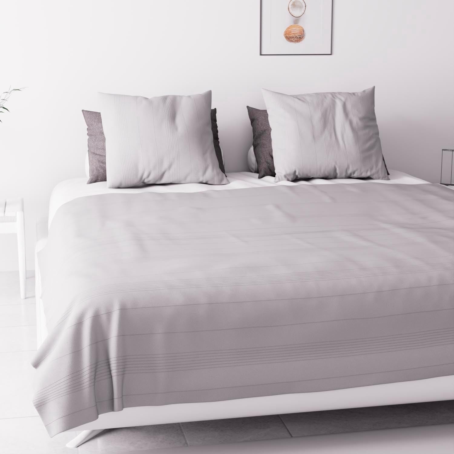 Soleil D'Ocre Adele, Zigzag cover, Thrown from the sofa, Polycoton, Grey, 220 X 240 Cm Duvets and quilts Naty Shop