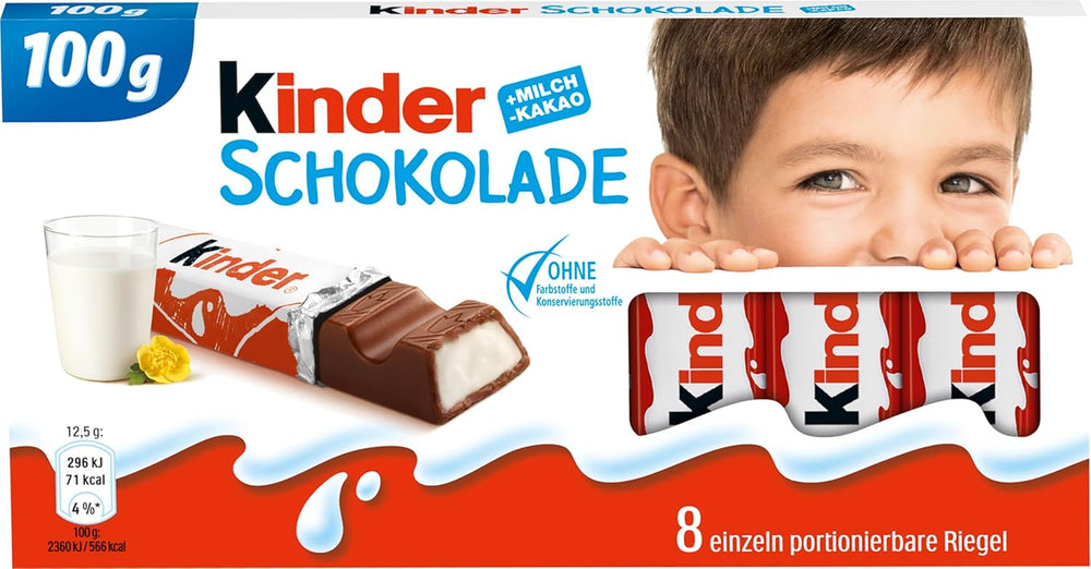 Kinder Chocolate - Filled Milk Chocolate Bars - 1 pack containing 24 individual bars (24 x 12.5g).