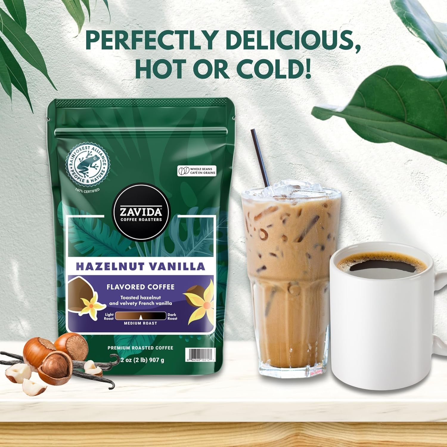 Cafea boabe premium cu vanilie și alune (2 lb) de la N/A