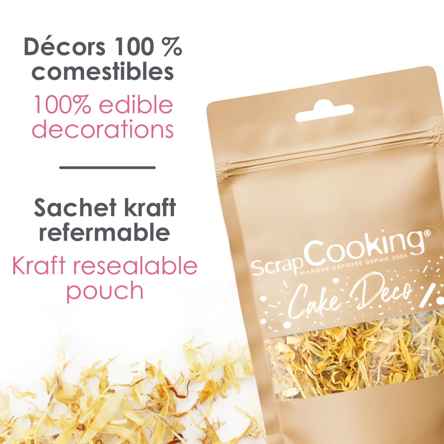 ScrapCooking - Dried Marigolds 3.5g - Edible Flowers - Food Decorations for Baking - For Desserts, Cakes, Tarts, Muffins - Christmas, Spring, Birthday - Golden Yellow - 7471