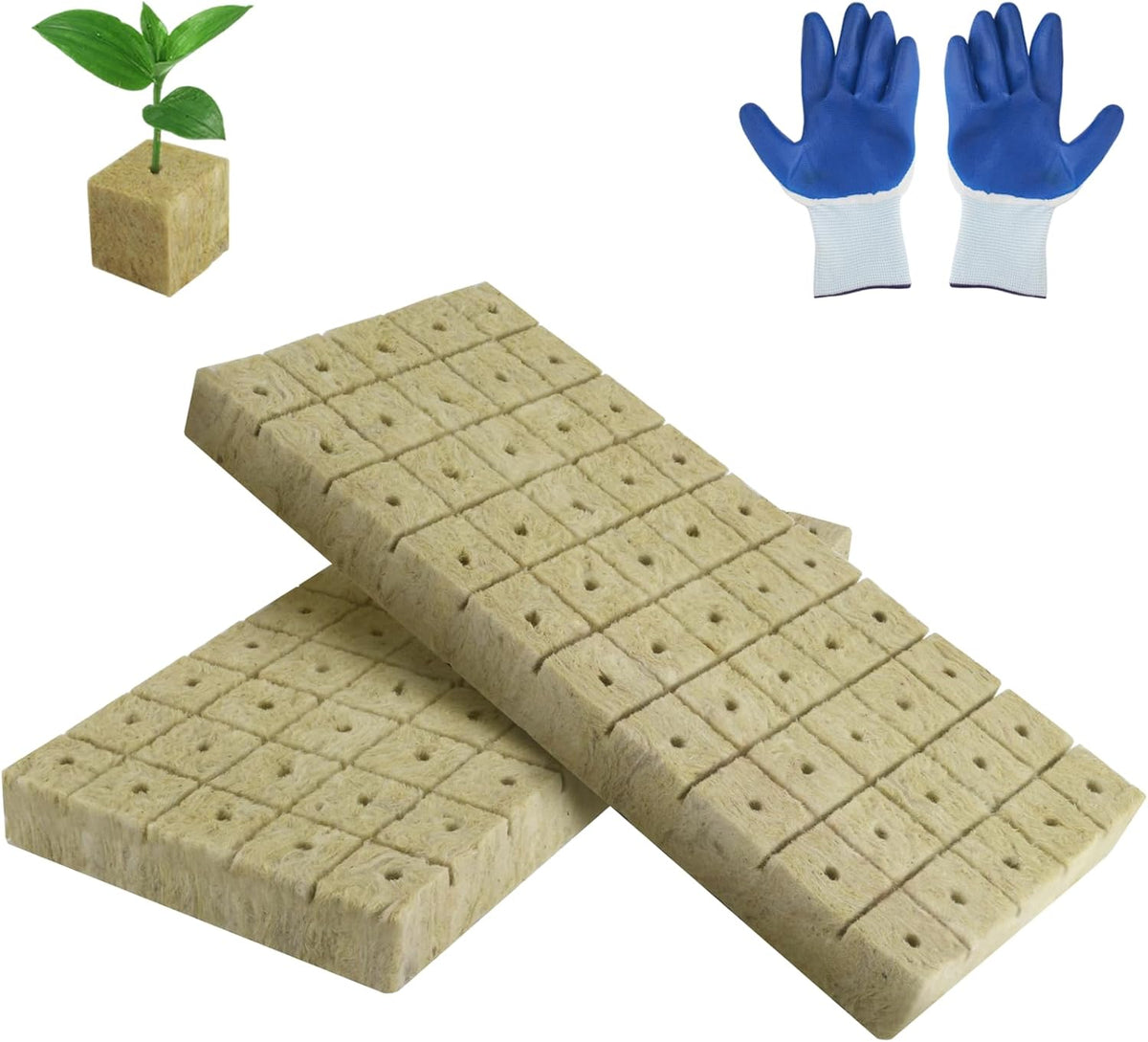 100 Rockwool Propagation Cubes 25x25x25mm With Gloves Rockwool Insulation Easy Plug Propagation Cubes Hydroponics Rockwool Cubes Cuttings Soilless Propagation