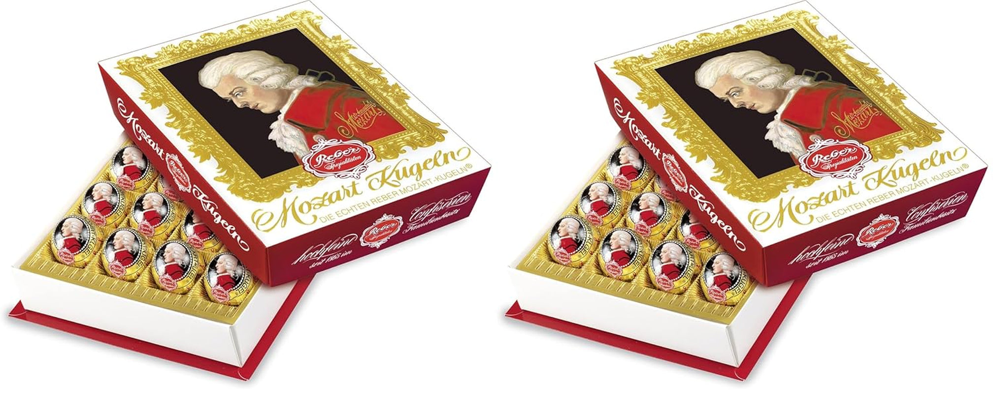 Reber Mozart balls with dark chocolate, pack of 6 with marzipan and nougat, vegan - 1 x 120 g
