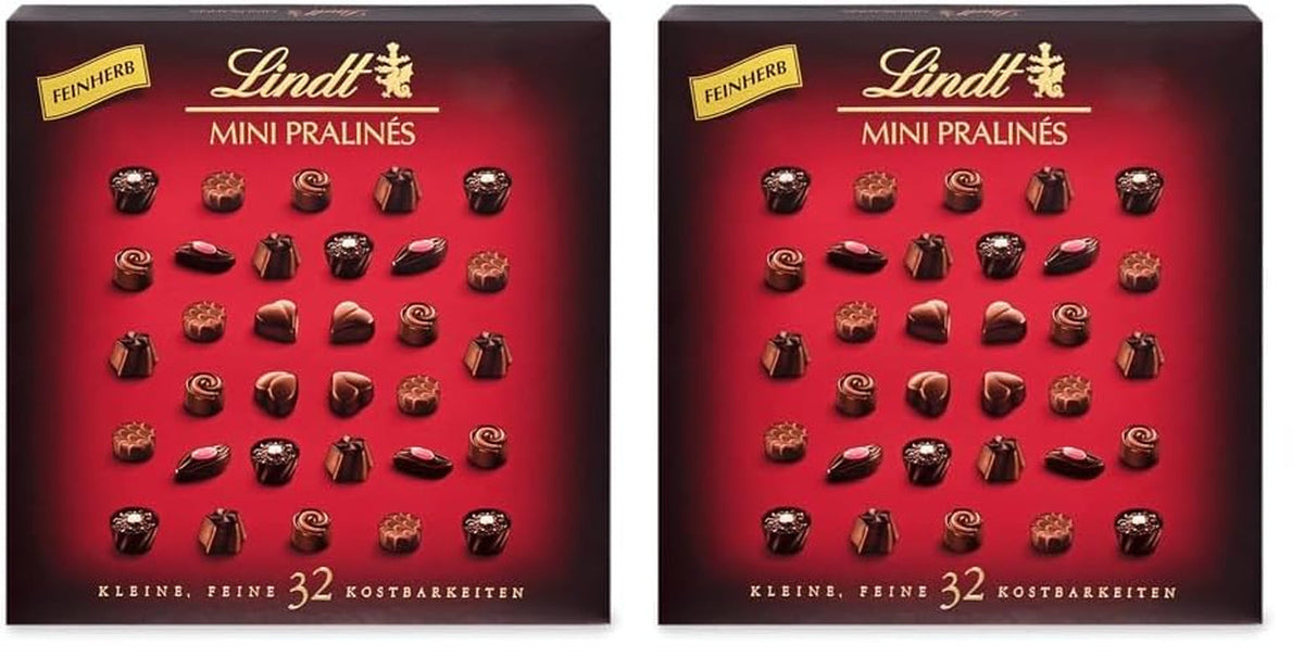 Lindt, chocolate box with 18 pralines each in 6 assortments, 90 grams Naty Shop Chocolate Candies 2 x 163 grams Dark chocolate with various fillings