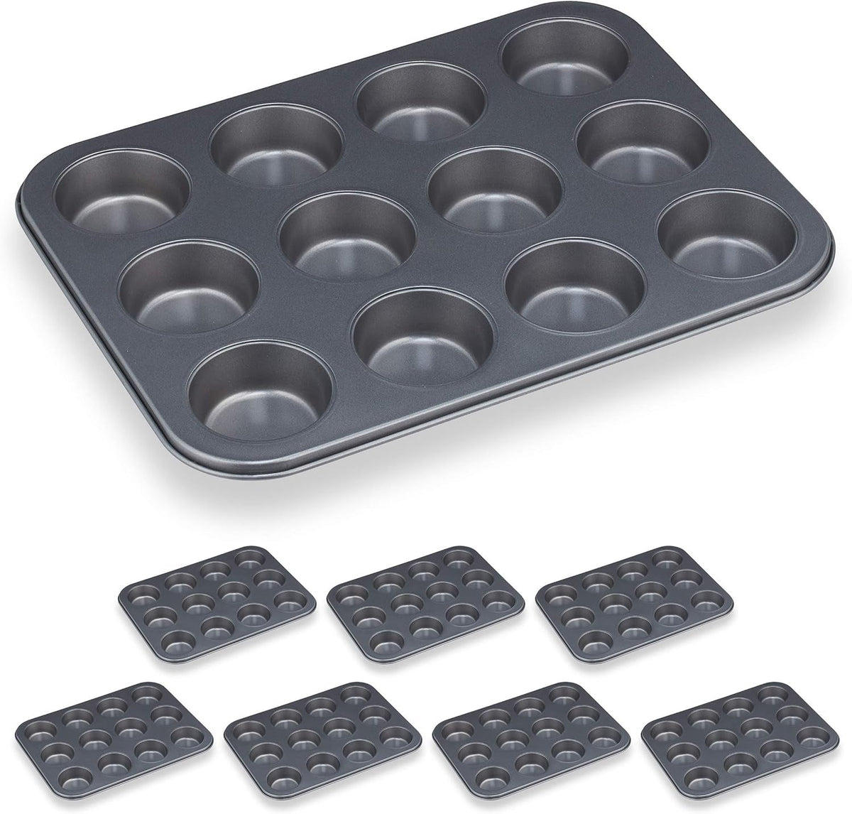 Relaxdays Muffinform, 2Er Set, 12Er Muffinbleche, Antihaftbeschichte, Carbonstahl, Muffins & Cupcakes, Ø 6.5 Cm, Wheat, 10030825 Molds and baking trays Naty Shop 2