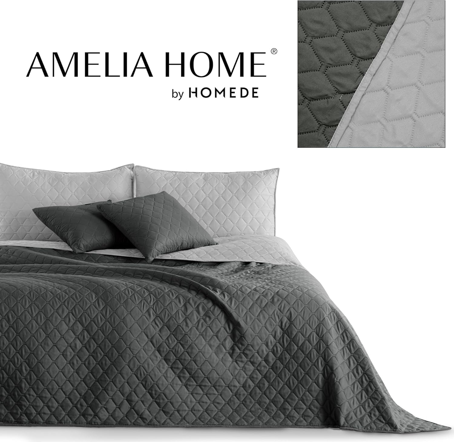 Decoking Bedspread 200 X 220 Cm Graphite Anthracite Silver Gray Two-sided bedspread easy to maintain Axel Beds and Blankets Besuche den DecoKing-Store