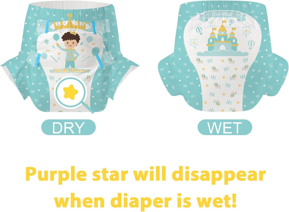 CutiePlusU Adult Diapers 2 Pack Disposable Incontinence Panties with Flaps for Women and Men Maximum Absorbency Overnight - Little Prince (Medium 71-96cm)