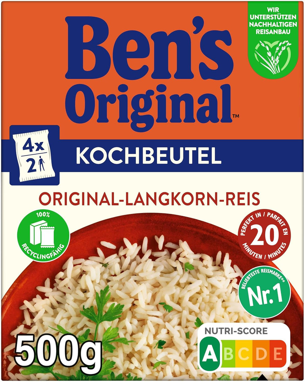 Orez cu bob lung BEN'S ORIGINAL™, fiert în pungă, 9 x 500 g, 20 de minute