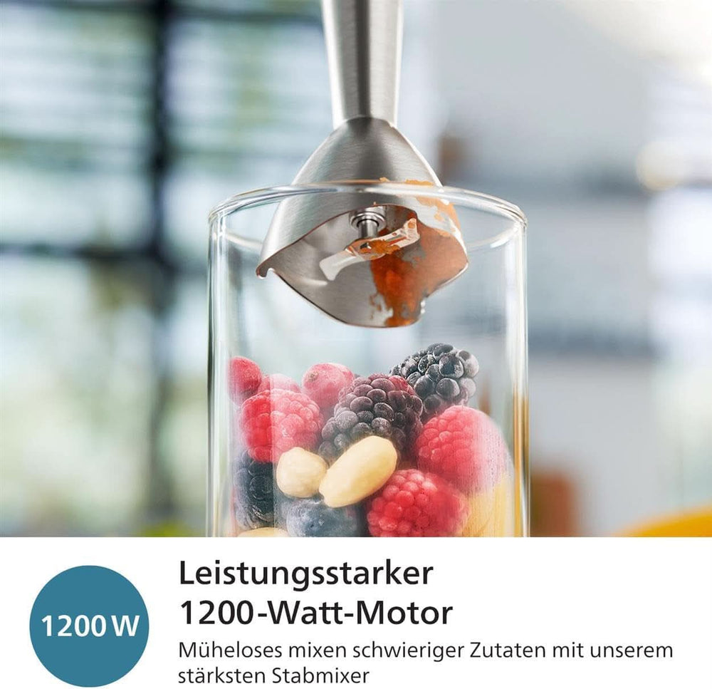 Philips 5000-Serie Stabmixer - 1200W Leistung. Promix-Technology. Led Geschwindigkeitsanzeiger. Stufenlose Geschwindigkeitseinstellung. Compact Design. Leicht Zu Reinigen. Schwarz (HR2681/00) Kitchen Naty Shop