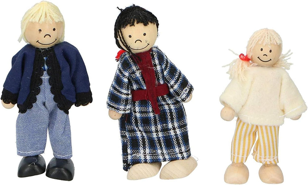 Marionette Wooden Toys - Wooden dollhouse with furniture and dolls - 11 pieces Dollhouses Naty Shop