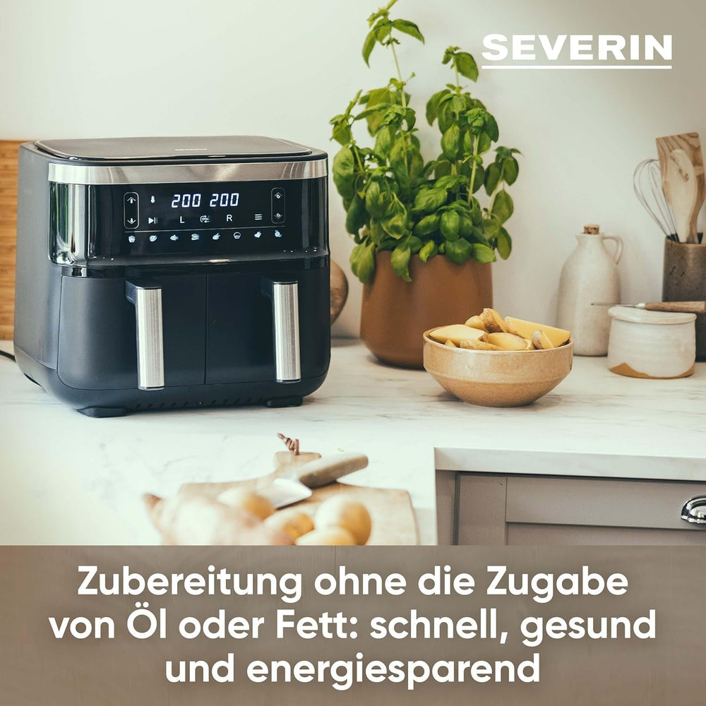 SEVERIN Double hot air fryer with cooking chamber 2 X 3.8 L, 8 automatic programs Appliances Naty Shop