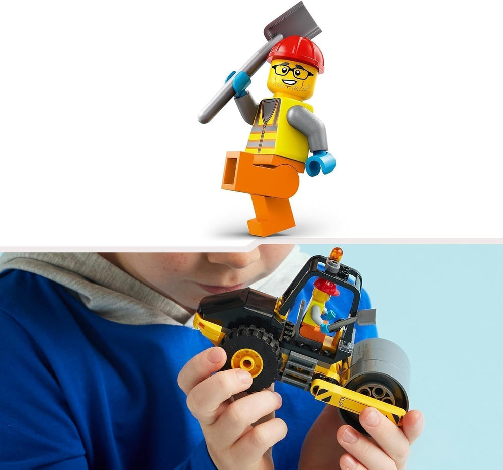 LEGO City Road Roller Construction Vehicle for 5 Years Old Kids Steam Roller Toy with Construction Worker Minifigure Imaginative Play Experience for Boys and Girls Small Fun Gift 60401 Construction Sets Besuche den LEGO-Store