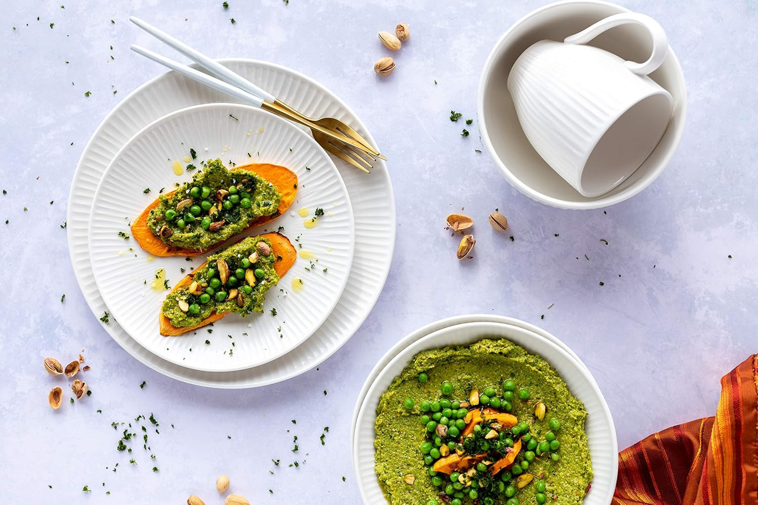 MÄSER 931461 Dalia, Serviciu de cină pentru 6 persoane din porțelan hotelier de înaltă calitate, de culoare albă, set de farfurii cu 12 piese în design vintage, porțelan rezistent