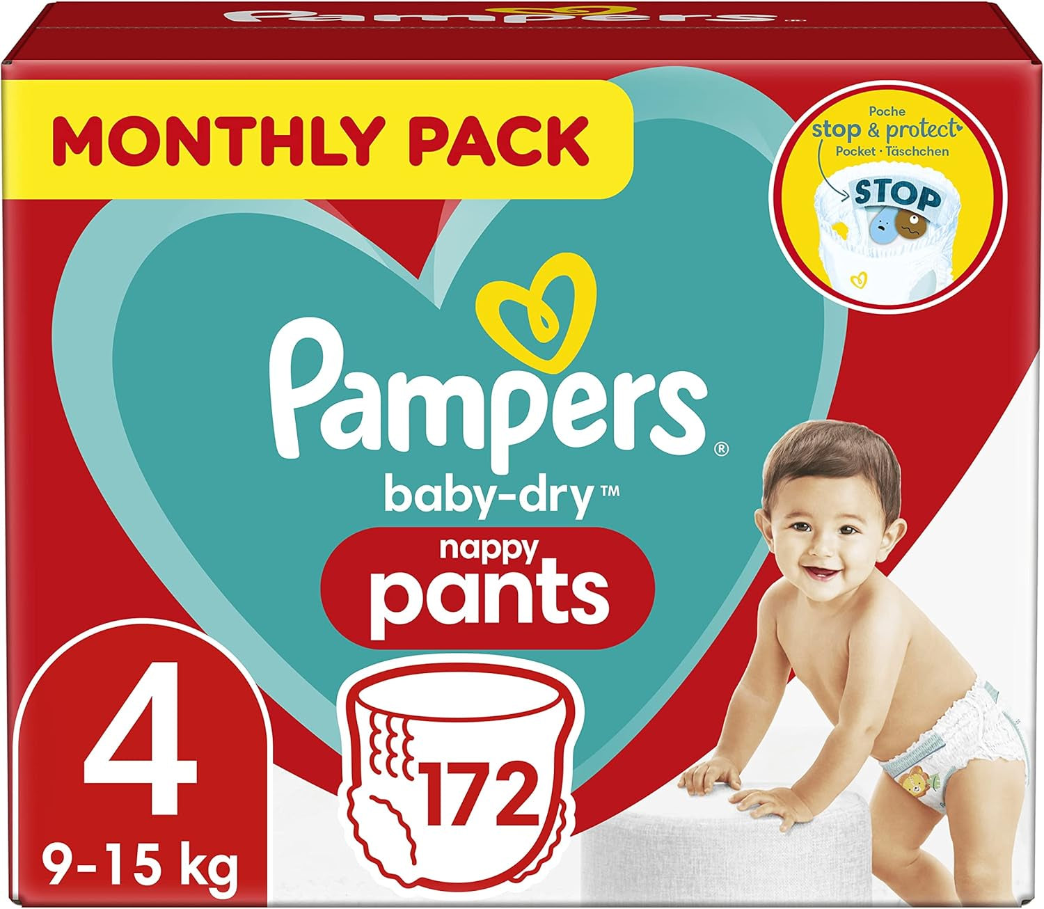 Pampers (Old Version), Panties, Size 4, 9kg-15kg, Three Pack (1 x 88 Diapers)
