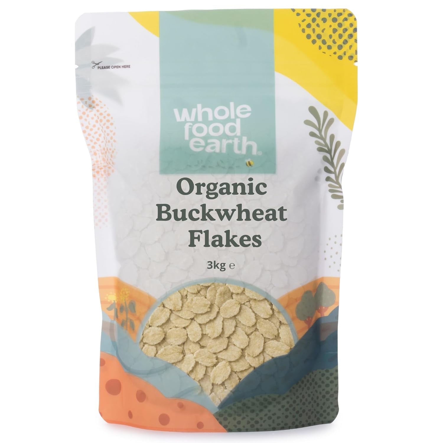 Wholefood Earth Organic Buckwheat Flakes – 3 kg | Crude | Non-GMO | Vegan | Source of fiber | Certified organic