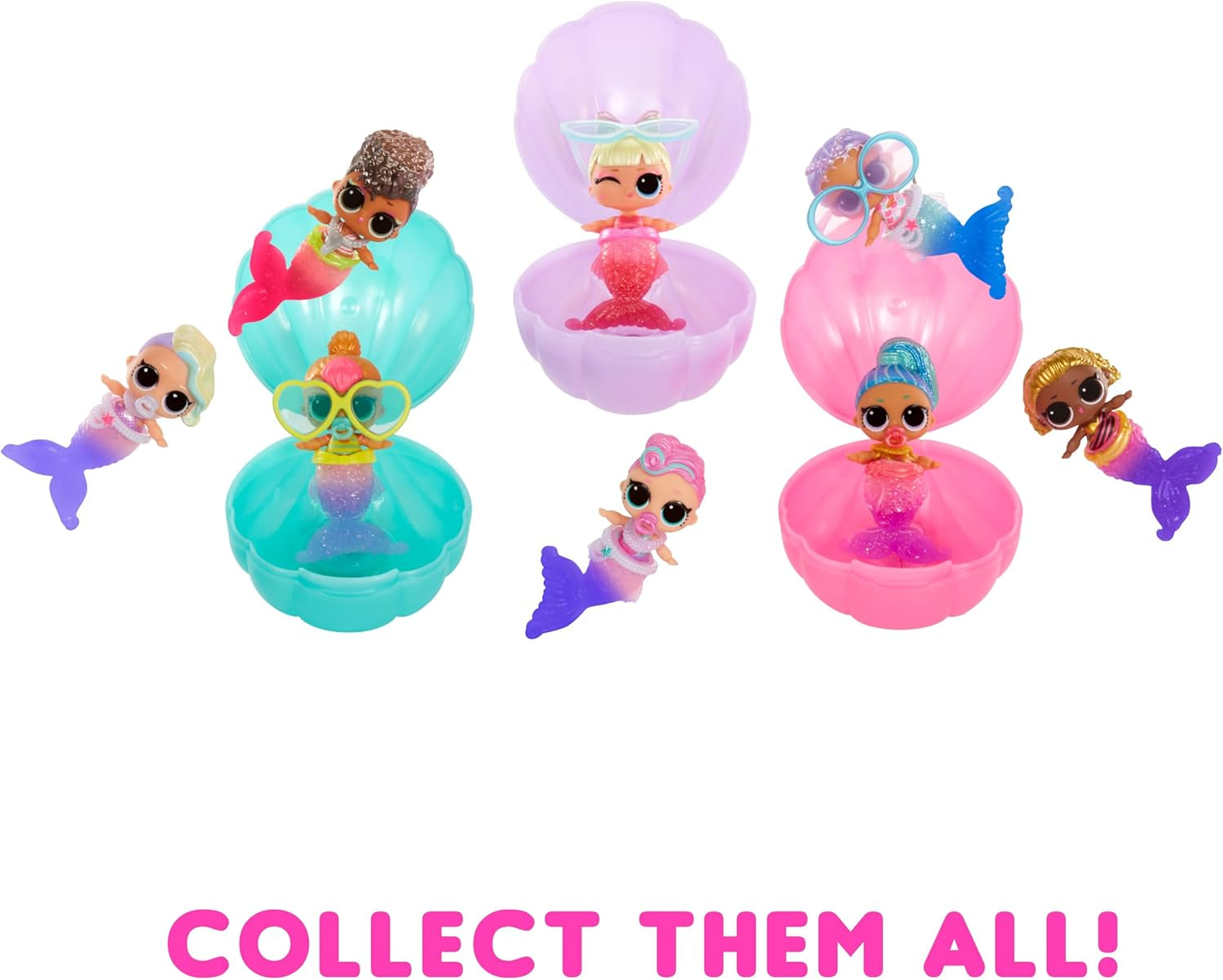 L.O.L. Surpriză! Mermaids Baby Sisters - Cu cozi care își schimbă culoarea, Selecție surpriză, Conține 1 păpușă cu accesorii drăguțe, Colecționează toate cele 8 păpuși, Pentru copii cu vârsta de 4 ani și peste Papusi Naty Shop