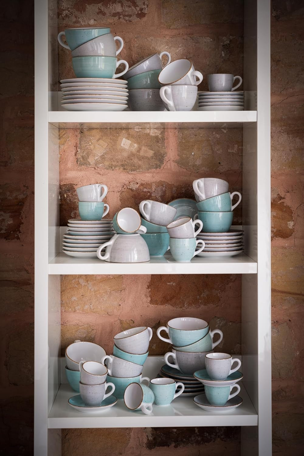 Creatable, 34042, seria Vintage Nature Aqua, set de veselă cu 8 piese pentru 4 persoane, set de cești de cafea din porțelan, potrivit pentru mașina de spălat vase și cuptorul cu microunde, fabricat în Europa
