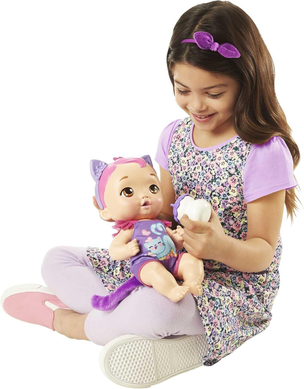 My Garden Baby HHP28 - Păpușă pisică (păr albastru) cu urechi de pisică și mai mult de 20 de zgomote, incl. 5 accesorii, jucărie interactivă pentru copii de la 3 ani în sus Papusi Naty Shop