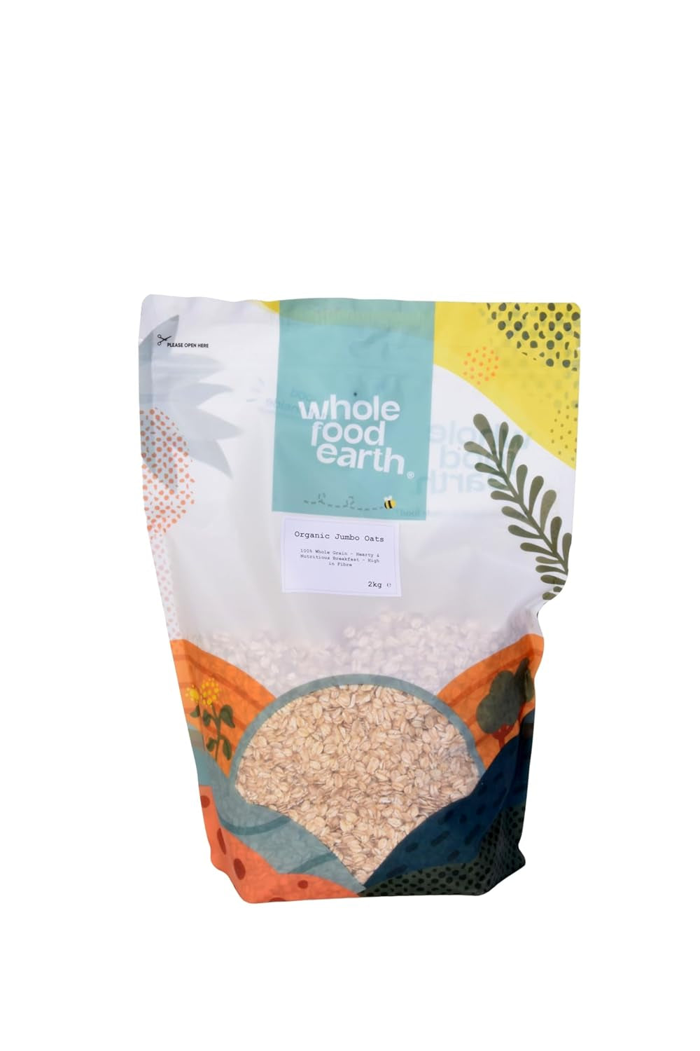 Wholefood Earth Organic Jumbo Oatmeal, Gluten Free – 3 kg | Non-GMO | Vegan | Rich in fiber | Certified organic