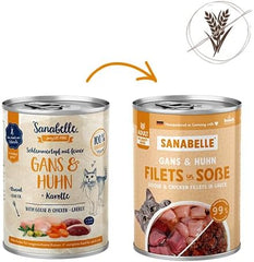 Sanabelle Hrană Umedă Gourmet la Pot cu Gâscă și Pui | 6 x 380 g | 2,28 kg