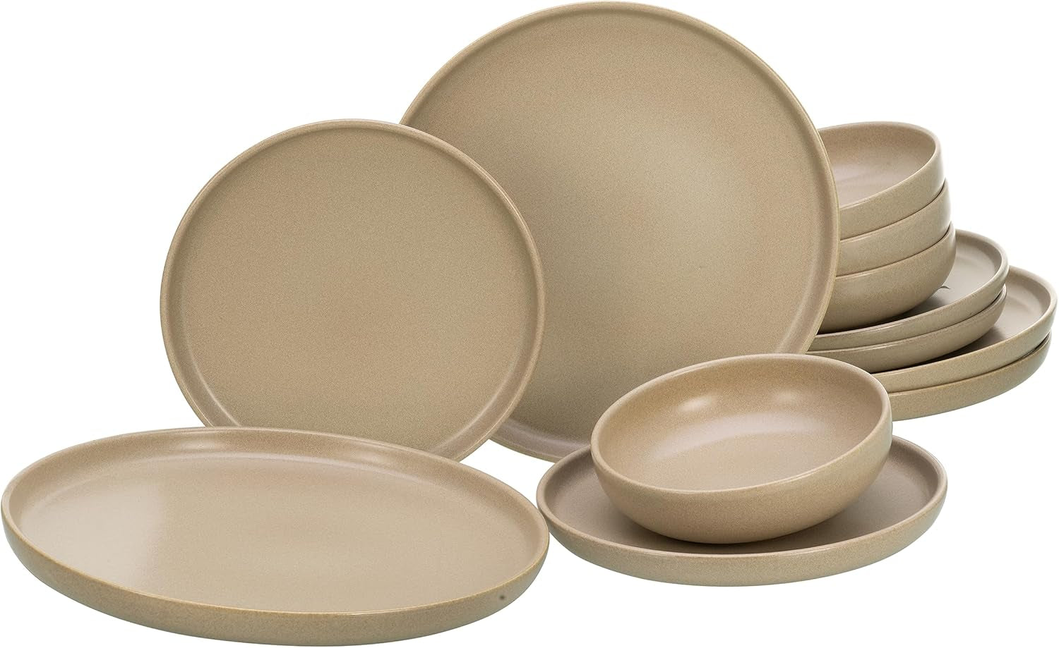 Creatable, 22979, Serie Uno BLACK, 12-Teiliges Geschirrset, Teller Set Aus Steinzeug, Spülmaschinen- Und Mikrowellengeeignet, Made in Portugal Tableware sets Naty Shop Sand Tafelservice 12 Teilig