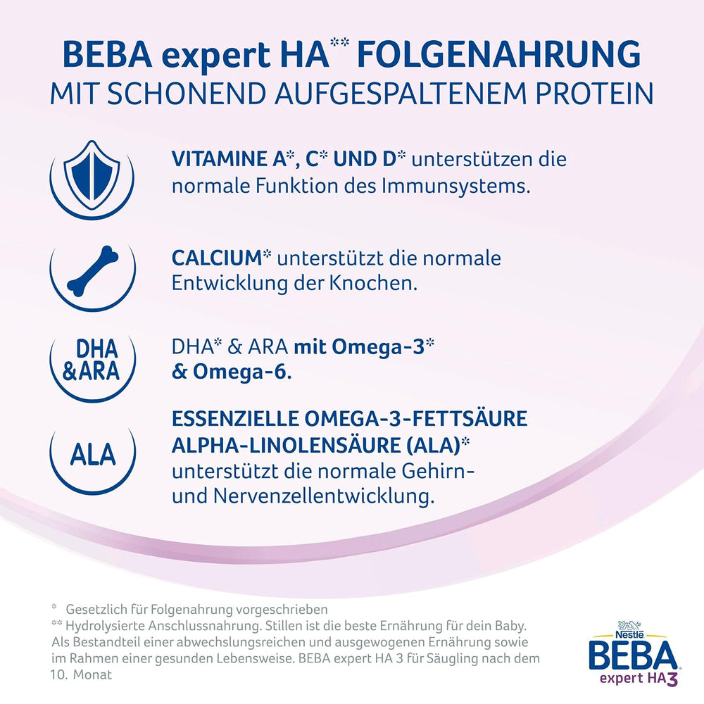 BEBA expert HA 3 Hydrolyzed continuation formula, from 10 months, 1 pack (1 x 550 g)