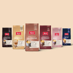 Boabe de cafea Melitta BellaCrema decofeinizate, decofeinizate, 4 x 1 kg, nemăcinate, boabe de cafea pentru aparate de cafea complet automate, fără cofeină, prăjire ușoară, prăjită în Germania, concentrație 3