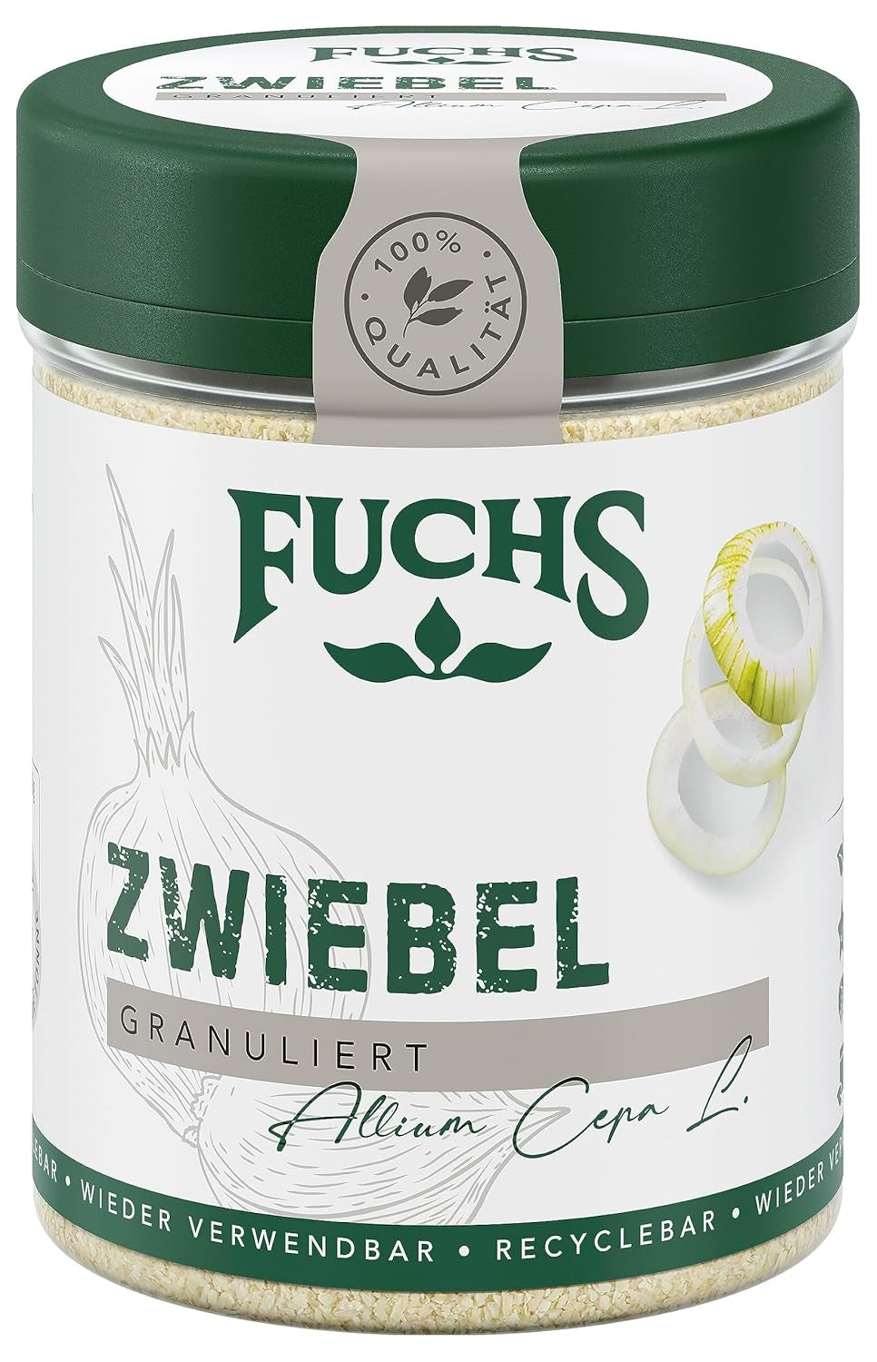 Fuchs Gewürze - Zwiebel granuliert - Gewürz für Saucen oder Nudelgerichte - natural Ingredients - 70 g in wiederverwendbarer, recyclebarer Dose