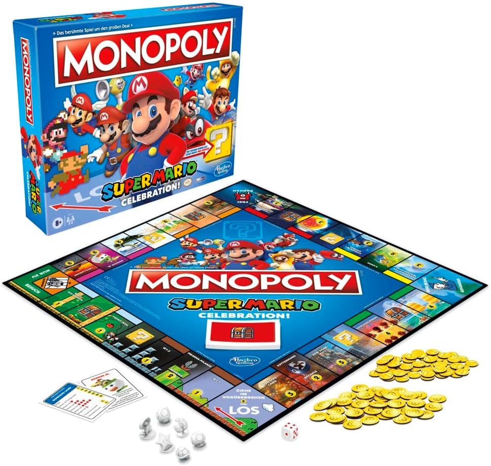 E9517100 Super Mario Celebration Board Game for Super Mario fans ages 8 and up with video game sound effects, Multi, Standard