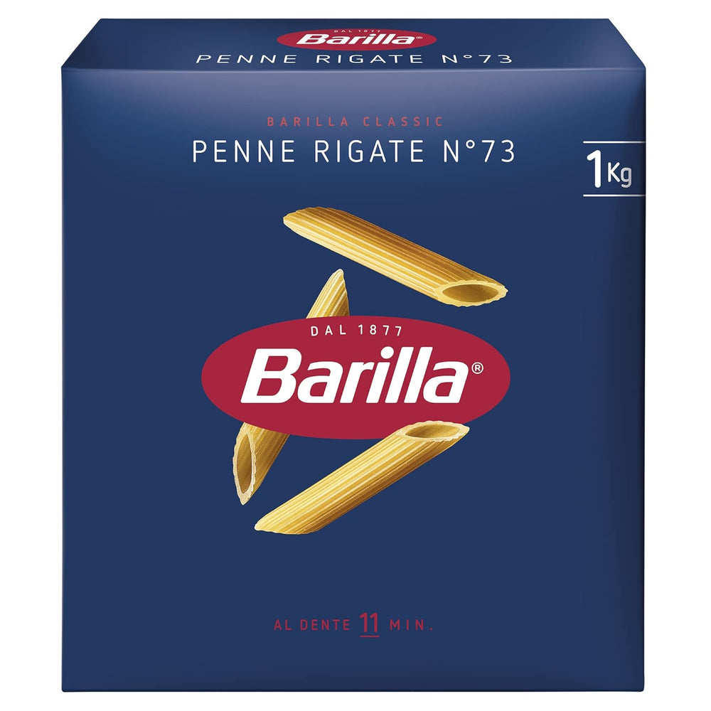 Pasta Barilla Classic Penne Rigate Nr. 73 of high quality durum wheat, always al dente, (1 x 1 kg) 1 package