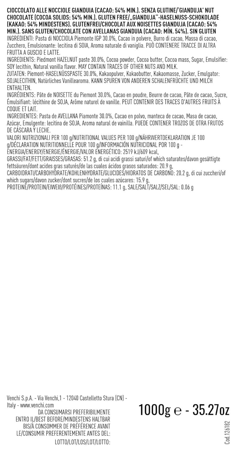 Dark chocolate pralines, gluten-free, Extra Venchi Gianduiotti in bulk package 1 Kg Chocolate candies Naty Shop