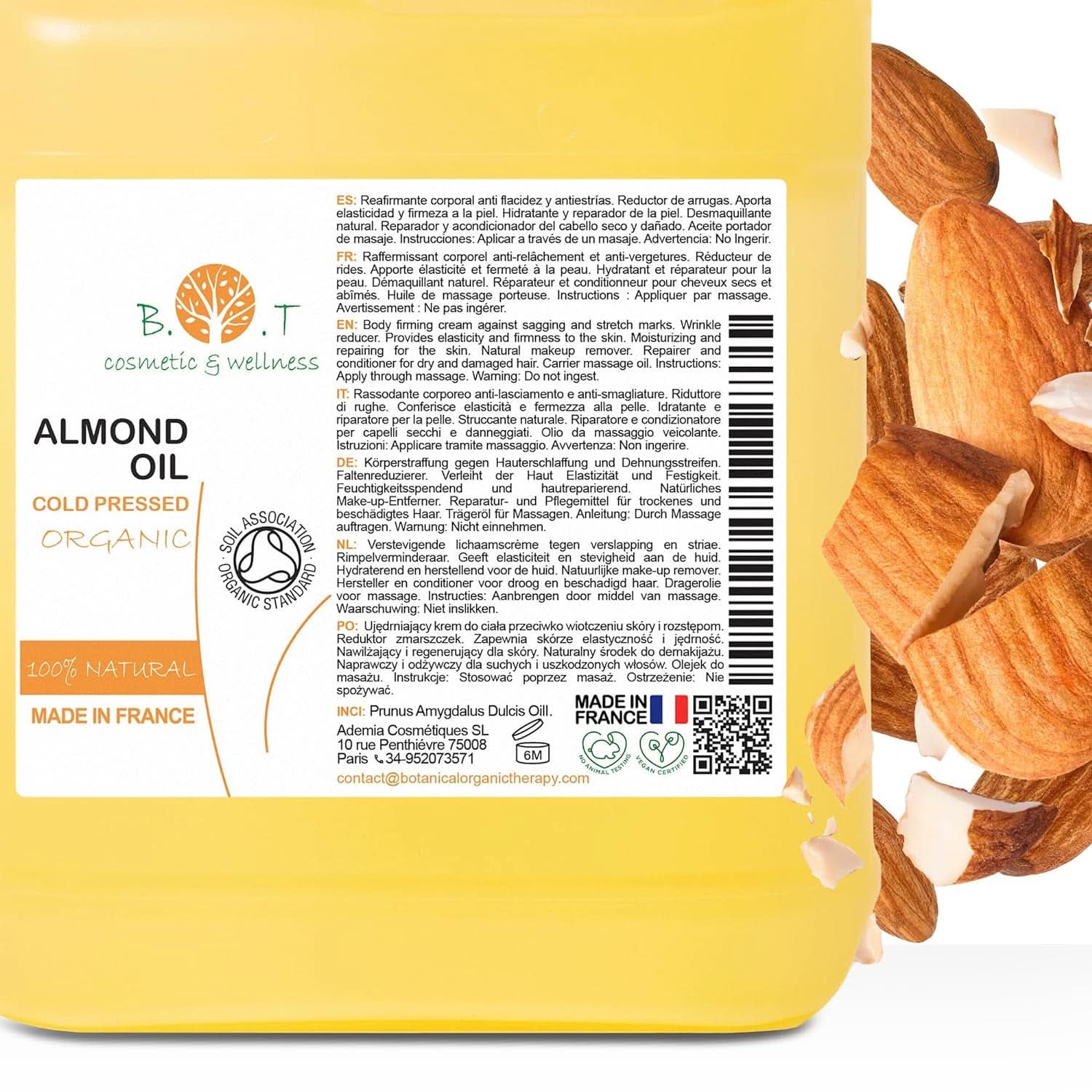 Pure BIO almond oil, cold pressed, natural, 250 ml Cosmetics and Beauty Naty Shop