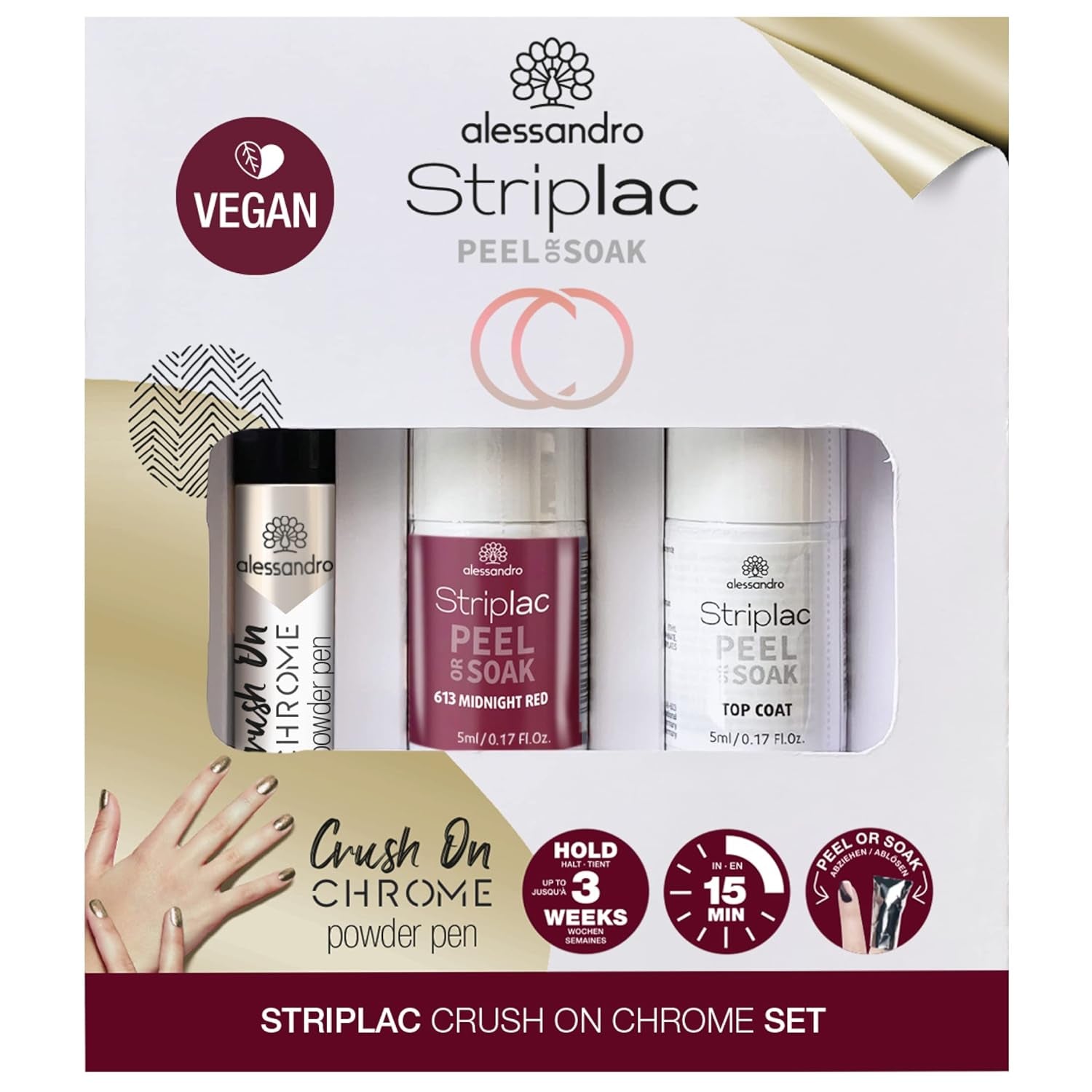 Set alessandro Striplac Peel or Soak Silver Crush On Chrome – Perfect nails in 15 minutes