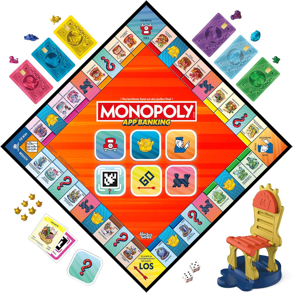 Monopoly Board Game App Banking - German version, modern version of the classic electronic game for children aged 8 and up, for 2 to 6 players