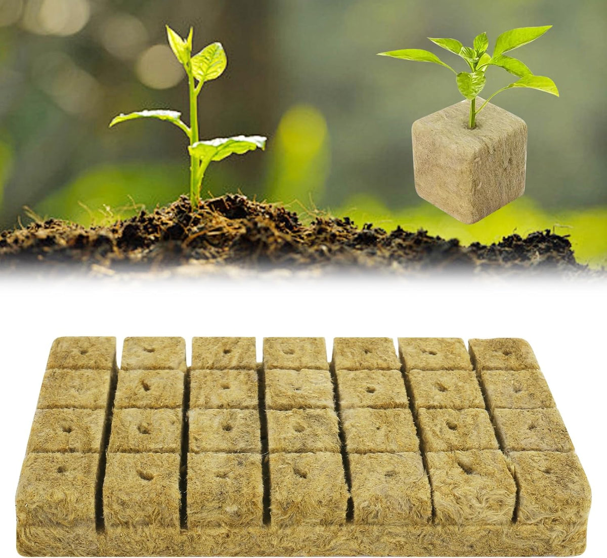 28 Rockwool Cubes, Rockwool Set, Rockwool Growing Mat, Soilless Hydroponic Growing Mat, Rockwool Cube, Rockwool Cubes for Cuttings, Cloning, Propagation 4*4*4cm