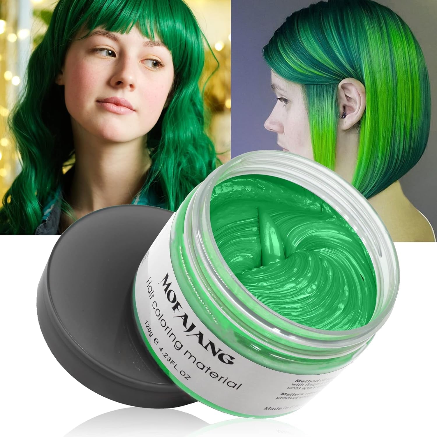 Culoare temporară a părului, Styling Hair Tone pentru bărbați femei, Pomadă pentru coafură naturală, Ceară pentru vopsirea părului pentru petreceri, Cosplay și Halloween, 4.23 oz (Silver Grey) Vopsea pentru par Naty Shop 6 Verde