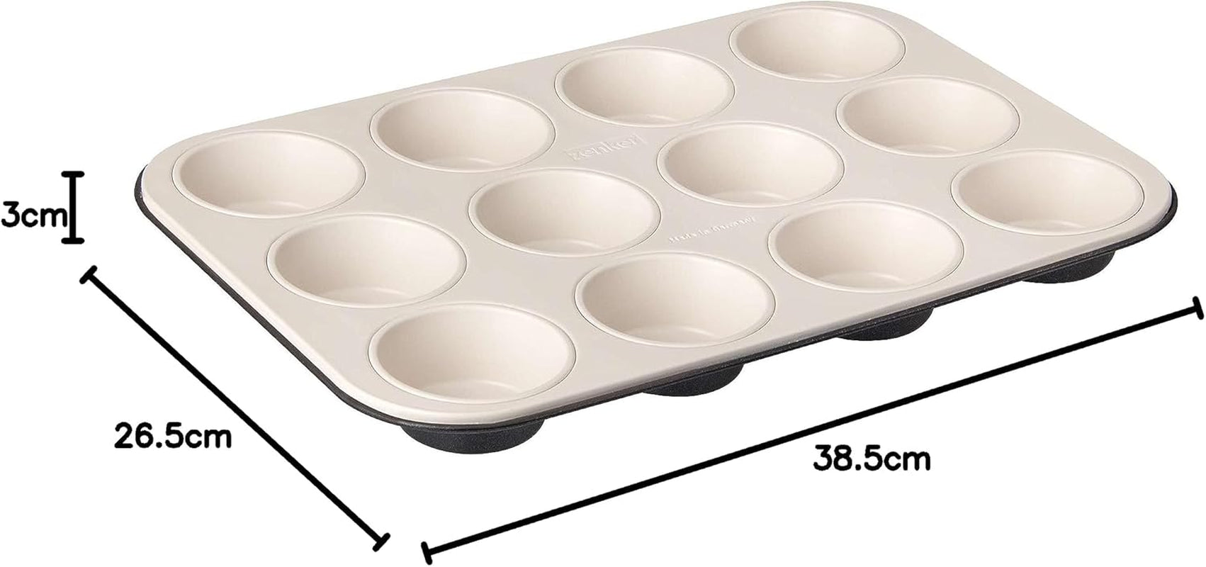 Zenker 12 muffins, diameter Ø 7 cm CREME NOIR, Baking tray for muffins with non-stick coating reinforced with ceramic Molds and baking trays Naty Shop