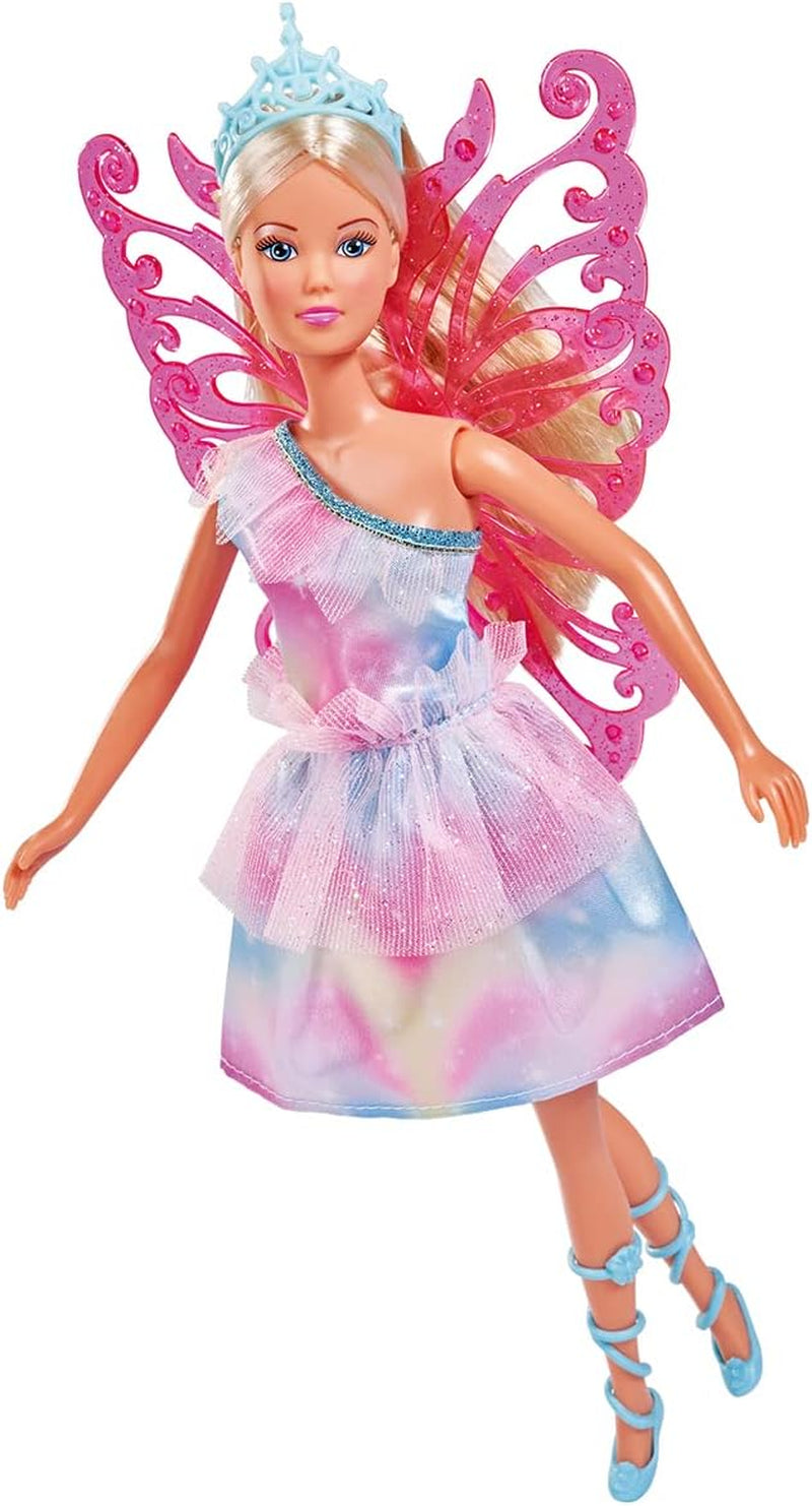 Simba 105733587 - Steffi Love Unicorn Fairy, Ankleidepuppe als Fee mit abnehmbaren Flügeln, mit Einhorn, 29cm Puppe trägt EIN Bezauberndes Pastell Glitzerkleid, ab 3 Jahren