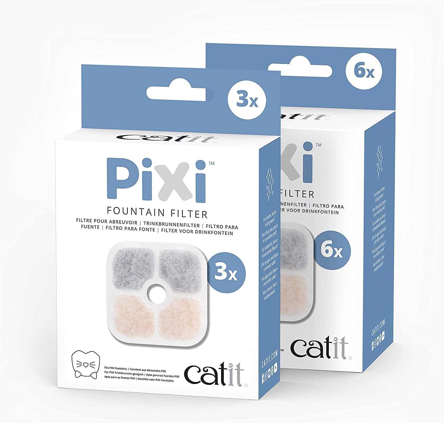 Catit 43722 Pixi Ersatzfilter, Trinkbrunnenfilter für die Catit Pixi Trinbrunnen, 6er Pack, Weiß