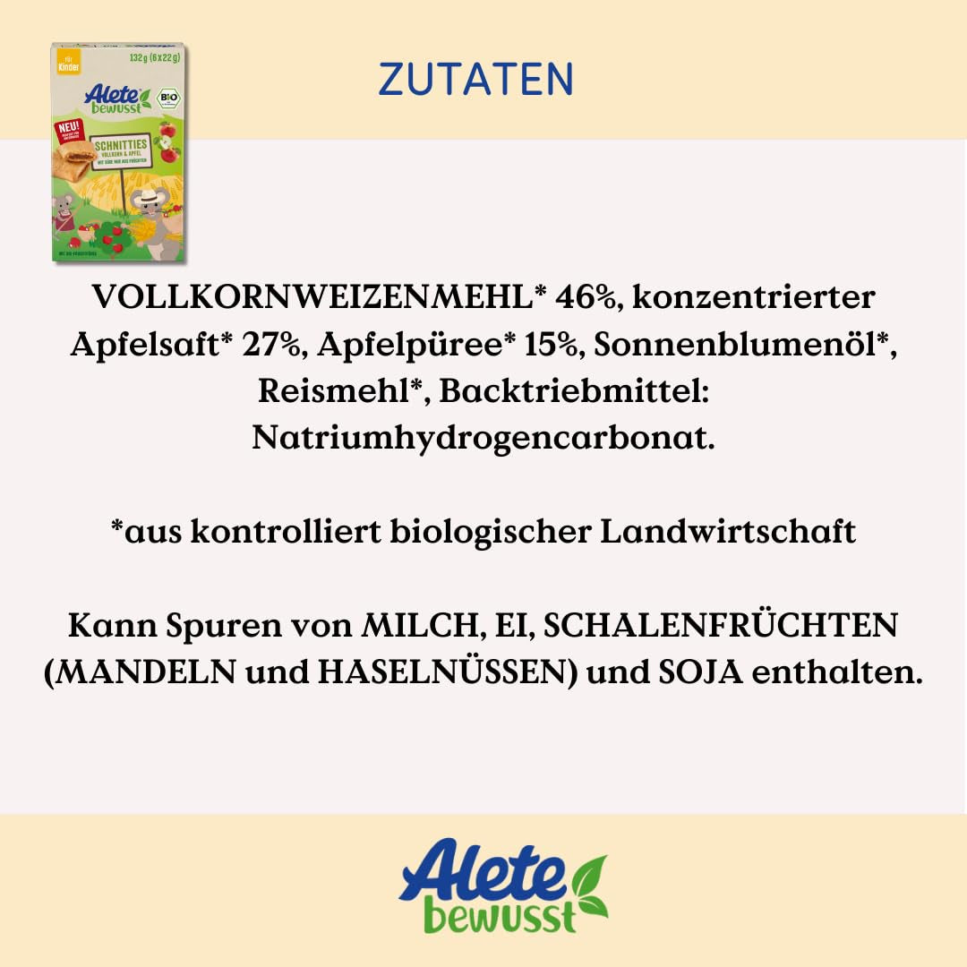 Alete Whole Grain Apple Sliced ​​Organic Pies 8 x 132g